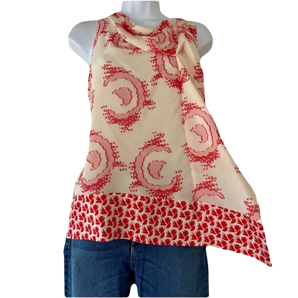 Diane Von Furstenberg Womens Blouse Silk Cowl Neck‎ Asymmetrical size 2